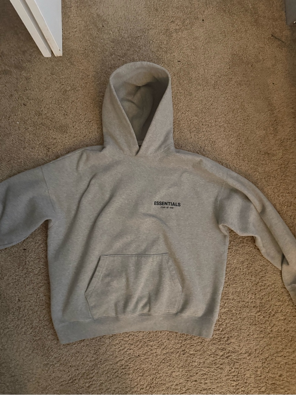 Essentials Light Grey Logo Pullover Hoodie
